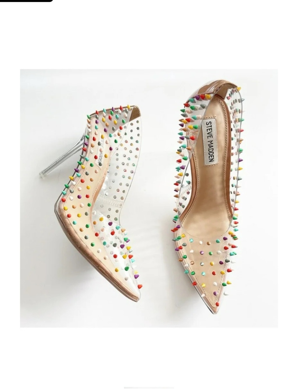 Steve Madden Clear Pointed-Toe Pumps with Multicolor Studs